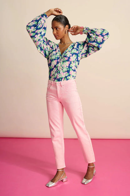 Pom Elli Straight Blooming Pink Jeans Pink