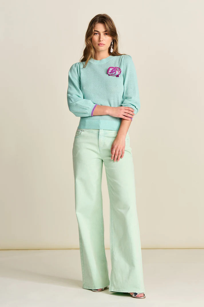 Pom Wide Leg Aqua Blue Aqua