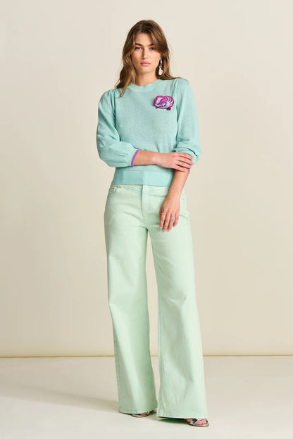 Pom Wide Leg Aqua Blue Aqua