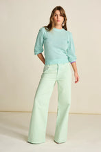 Load image into Gallery viewer, Pom Wide Leg Jeans, Aqua Blue
