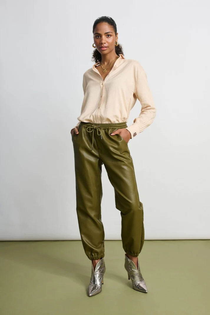 Pom Glow Pants, Olive Green