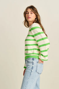 Pom Pullover, Striped Green