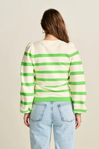 Pom Pullover, Striped Green