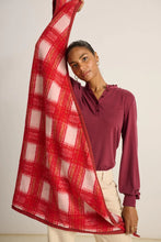 Load image into Gallery viewer, Pom Checks Scarlet Scarf, Red
