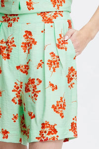 Ichi Yasma Shorts Green Floral