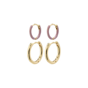 Marit Hoop Earrings 2In1 Set, Gold