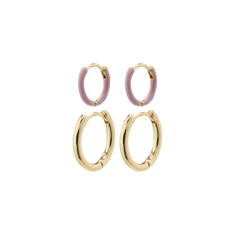 Marit Hoop Earrings 2In1 Set, Gold