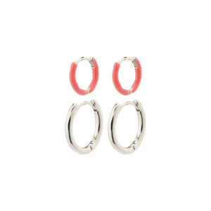 Marit Hoop Earrings 2In1 Set, Silver