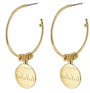 Native Beauty Coin Pendant Hoops Gold