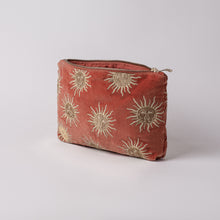 Load image into Gallery viewer, Rust Suns Velvet Travel Pouch Orange
