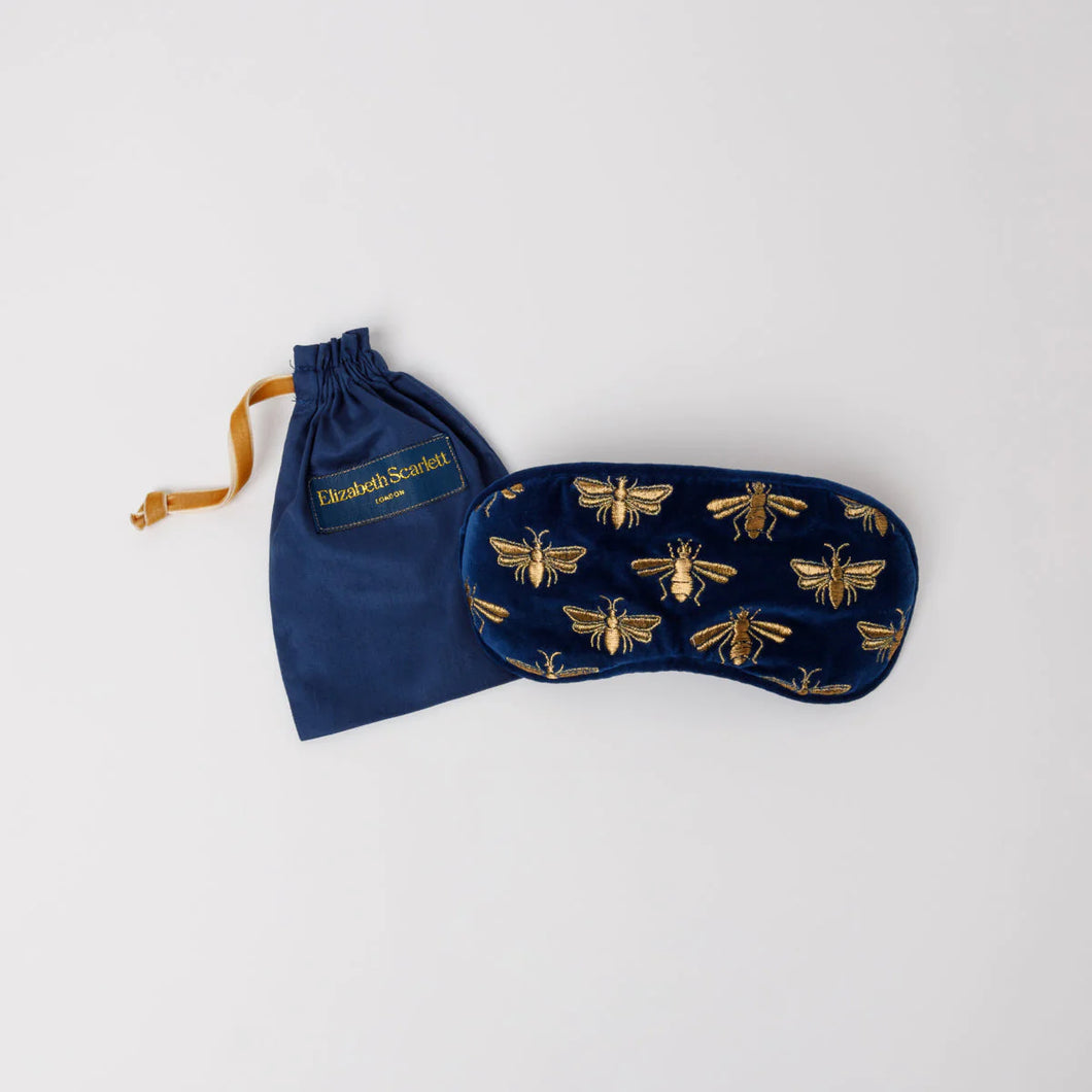 Bee Velvet Eye Mask, Navy