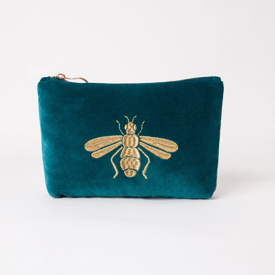 Honey Bee Mini Pouch, Teal