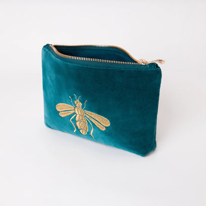 Honey Bee Mini Pouch, Teal