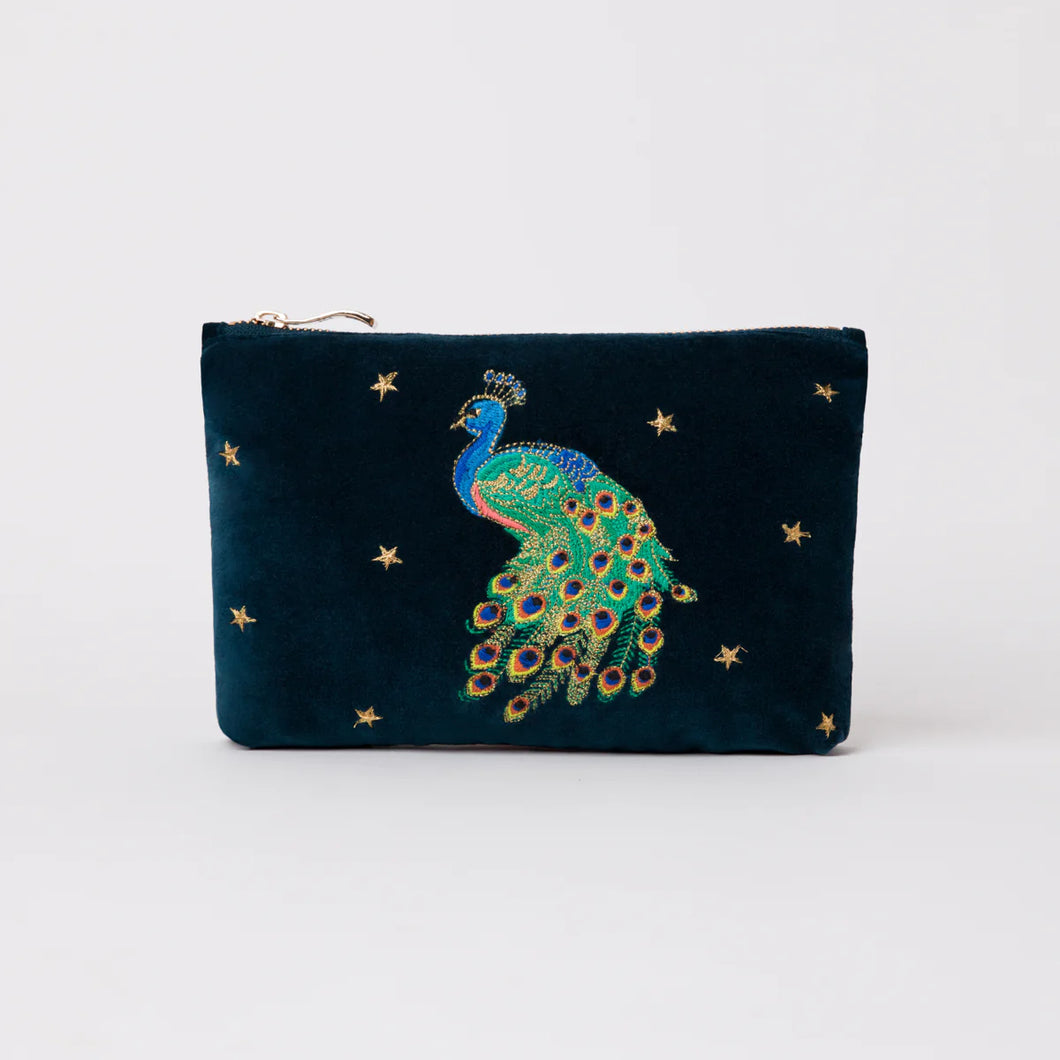 Peacock Mini Pouch, Navy