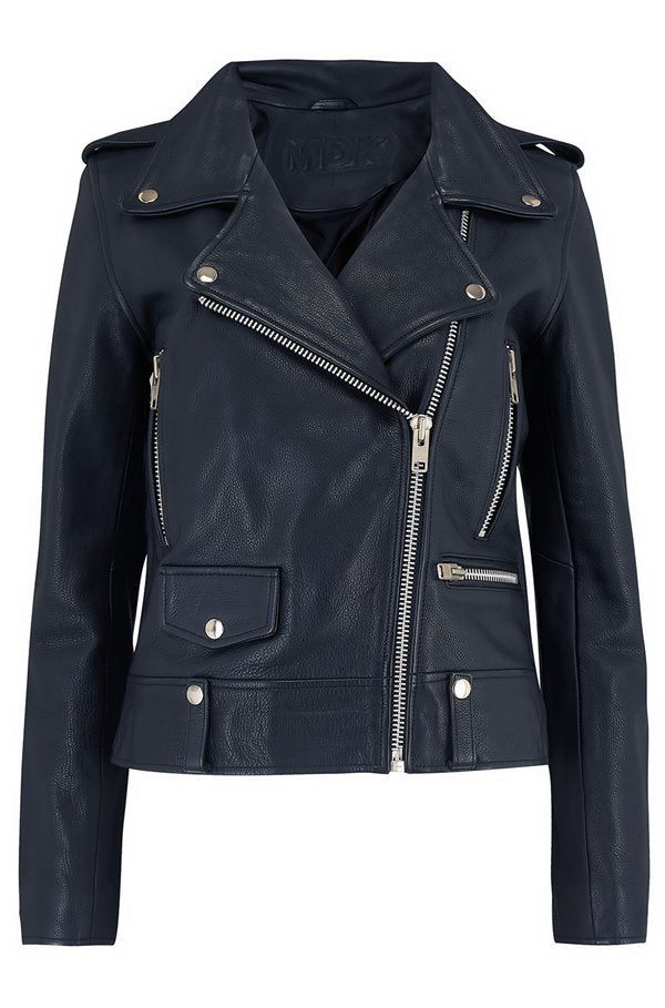 Seattle Colour Leather Jacket Blue